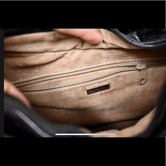 OROTON EMBOSSED CROC HOBO SHOULDER BAG PURSE BLACK - Picture 10 of 12